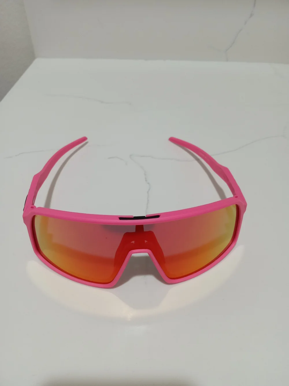 Oakley Pink Shield Sunglasses with Orange-Red Mirror Lens